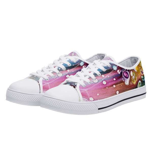 Joyful Low-Top Canvas Shoes With Customized Tongue - White