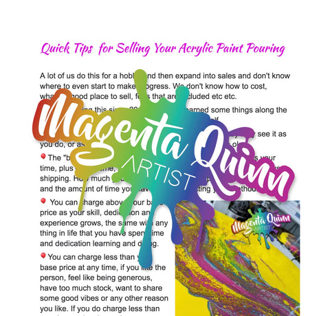 Digital Download - Quick Tips for Selling Acrylic Paint Pouring (Free)