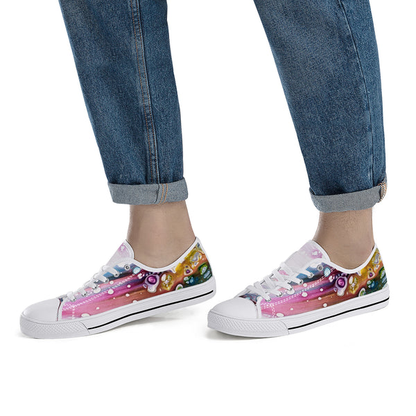 Joyful Low-Top Canvas Shoes With Customized Tongue - White
